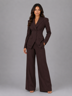 Women’s Tailored Two-Piece Suit – Cinched Waist & Wide-Leg Trousers