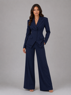 Women’s Tailored Two-Piece Suit – Cinched Waist & Wide-Leg Trousers