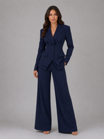 Women’s Tailored Two-Piece Suit – Cinched Waist & Wide-Leg Trousers