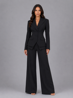 Women’s Tailored Two-Piece Suit – Cinched Waist & Wide-Leg Trousers