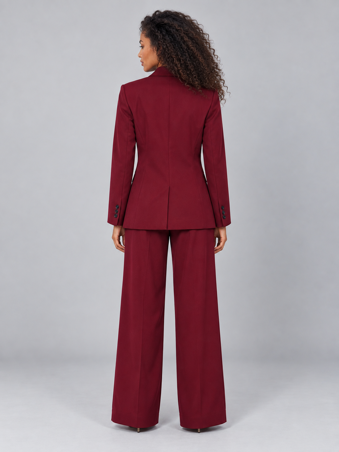 Women’s Tailored Two-Piece Pantsuit – Double Breasted Blazer & Wide Leg Pants Set