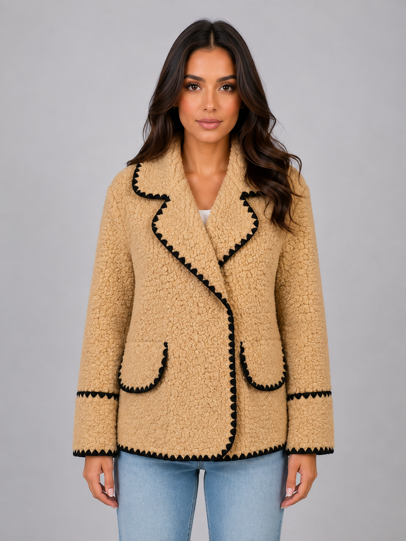 Women’s Teddy Fleece Jacket – Plush Button Front Coat