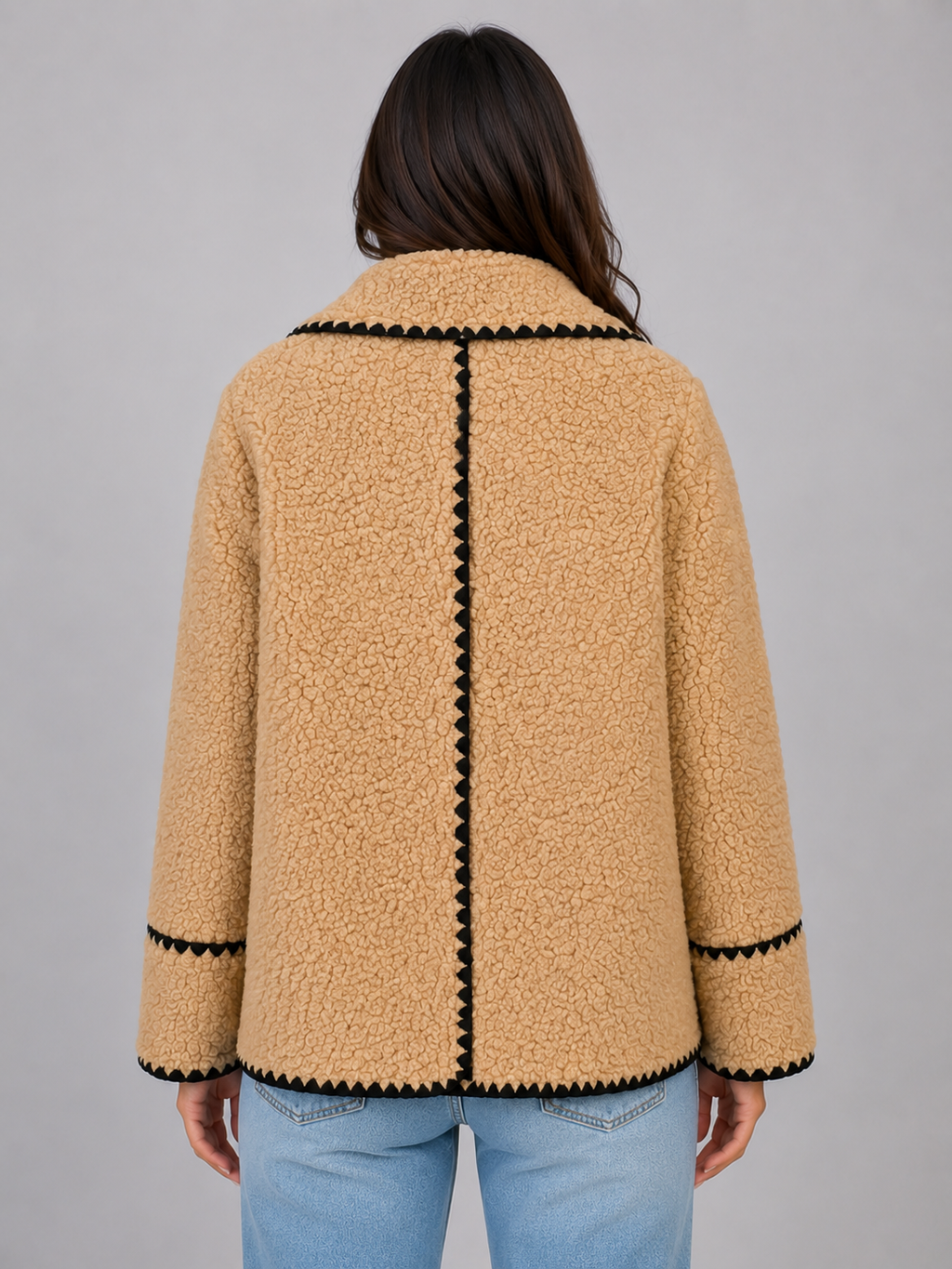 Women’s Teddy Fleece Jacket – Plush Button Front Coat