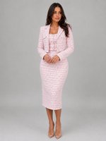 Women’s Tweed Midi Dress & Cropped Blazer Two-Piece Outfit Set