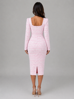Women’s Tweed Midi Dress & Cropped Blazer Two-Piece Outfit Set