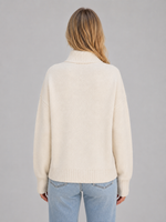 Women's Zip Up Knit Cardigan – Funnel Neck Sweater Jacket with Pockets