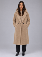 Women’s Long Teddy Coat – Oversized Hooded Fleece Winter Coat