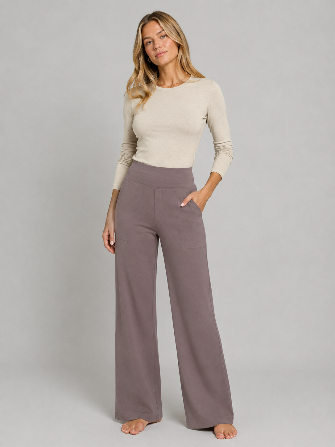 Women’s Stretch Straight Leg Pants – High Waisted Comfort Fit