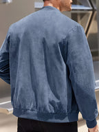Effen Kleur Heren Jas met Rits Casual Retro Lange Mouw Vest Jas Heren